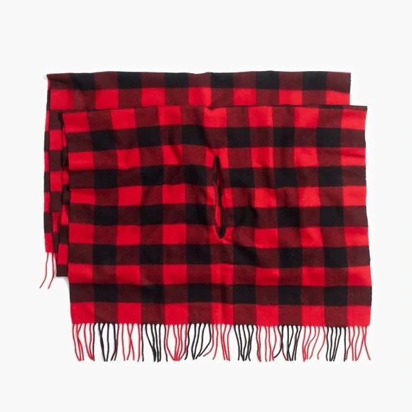 Madewell Red Cape Scarf In Buffalo Check - Picture 7 of 8